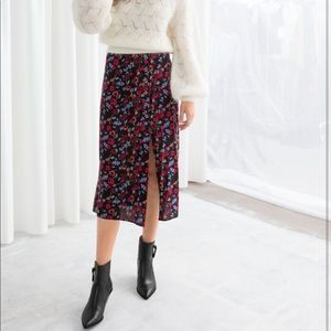 & other stories floral button midi skirt